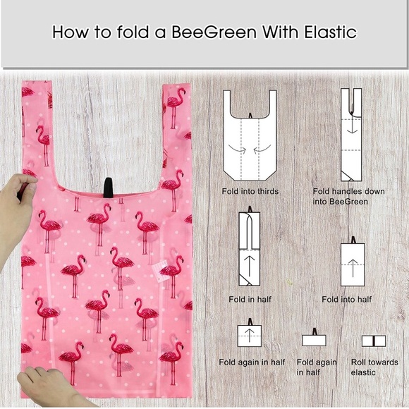 BeeGreen Flamingos w/ Pink Bag Reusable Grocery Bag/Reusable Shopping Bag - Picture 3 of 6